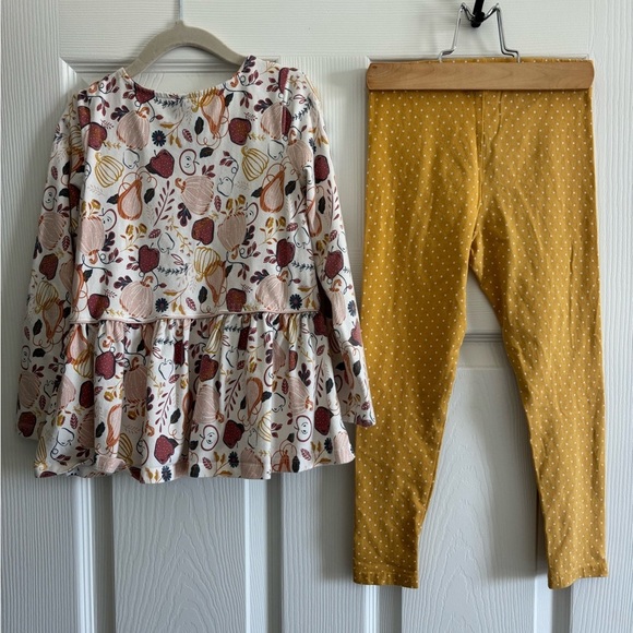 Cynthia Rowley Bundle ofTwo Kids Pumpkin Tops and Mustard Leggings Set
Size 5T - Picture 4 of 5